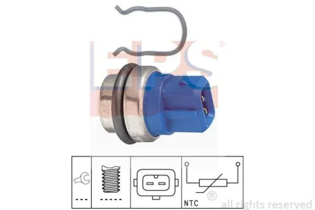 Датчик температури охолоджуючої рідини VW Caddy I/II/T4 1.4-2.5 85-04 (2 конт.) (синій) EPS 1.830.101