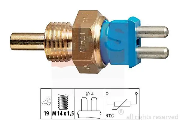 Датчик температури охолоджуючої рідини MB OM602 93-03 (2 конт.) (синій) EPS 1.830.139 (фото 1)