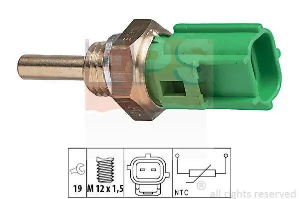 Датчик температури охолоджуючої рідини Mazda 323/626/ Toyota Corolla 92-07 (M12x1.5) (зелений) EPS 1.830.177 (фото 1)