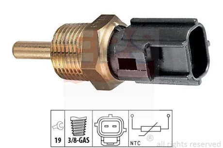 Датчик температури охолоджуючої рідини Mitsubishi Colt/Outlander/Pagero IV 88- (3/8x19) чорний EPS 1.830.230