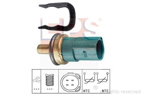 Датчик температури охолоджуючої рідини VW Caddy II/T4 1.4-2.5TDI 90-04 (4 конт.) (зелений) EPS 1.830.258