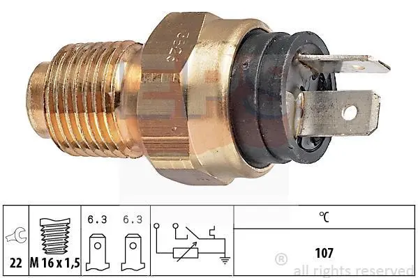 Датчик температури охолоджуючої рідини Citroen Jumper/Peugeot Boxer 2.8HDi 02- (2 конт) (107°C) EPS 1.830.526 (фото 1)