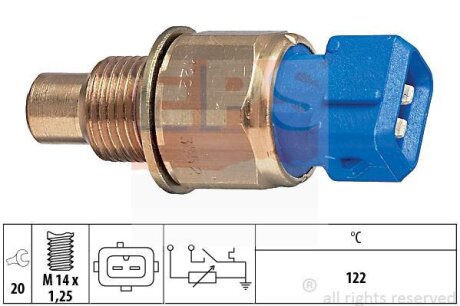Датчик температури охолоджуючої рідини Citroen Berlingo/Fiat Scudo 1.9D 98- (2 конт.) (122°C) EPS 1.830.552