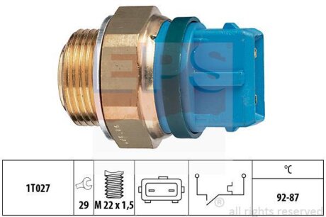 Датчик увімкнення вентилятора Citroen Berlingo/Peugeot Pertner 1.8D-2.0HDi 96- (2 конт.) (92-87°C) EPS 1.850.201