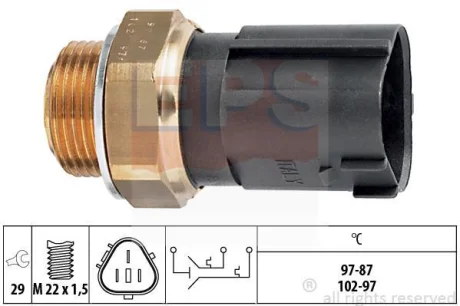 Датчик увімкнення вентилятора VW Caddy III 1.4-2.0SDI 04-15 (90°C-95°C/97°C-102°C) EPS 1.850.690