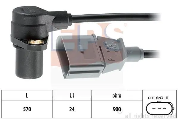 Датчик положення колінвалу Audi A3/A4/A6/A8/ Skoda Fabia/ Octavia/VW Passat 1.6-3.0 96-10 EPS 1.953.172 (фото 1)
