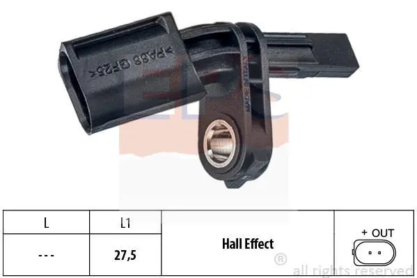 Датчик ABS (передній) VW T5 1.9-3.2 03-/Caddy III 1.4-2.0TDi 04-15 (R) EPS 1.960.006 (фото 1)