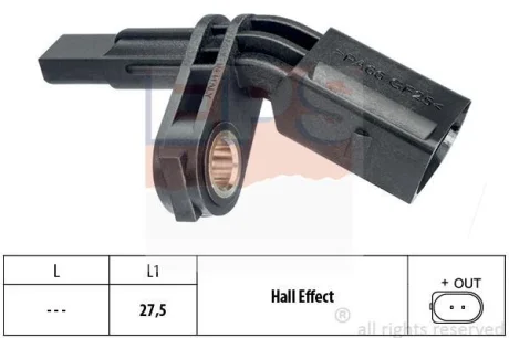Датчик ABS (передній) VW T5 1.9-3.2 03-/Caddy III 1.4-2.0TDi 04-15 (L) EPS 1.960.007