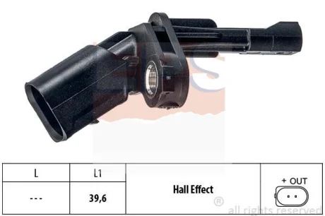 Датчик ABS (задній) Audi A3/Q3/TT/Skoda Octavia/SuperB/VW Golf/Jetta/Passat/Touran 1.2-3.6 03- (L) EPS 1.960.009