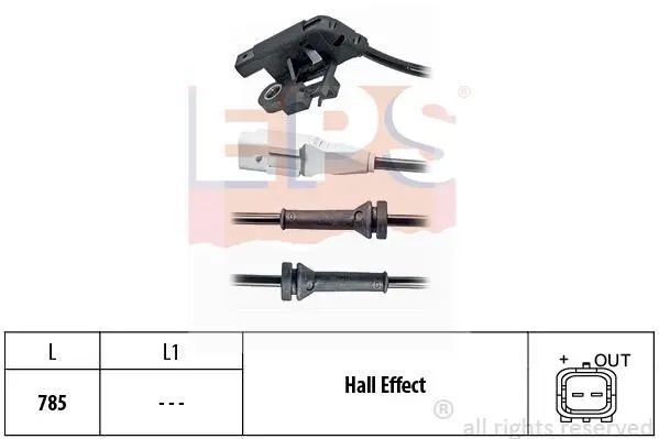Датчик ABS (задній) Citroen C4/Peugeot 307 1.4-2.0/1.4HDI-2.0HDI 00-13 EPS 1.960.031 (фото 1)