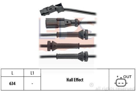 Датчик ABS (передній) Renault Clio/Logan/Dacia Sandero 1.2-2.0 04- (L=634) EPS 1.960.056