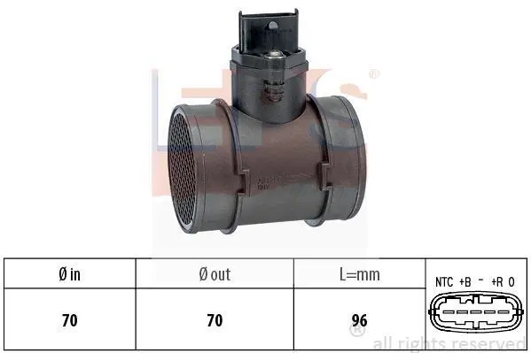 Витратомір повітря Fiat Doblo 1.9JTD 01-/Opel Astra G 2.0 16V/2.0 DTI 00-/Combo 1.7 DI 16V 01- EPS 1.991.155 (фото 1)