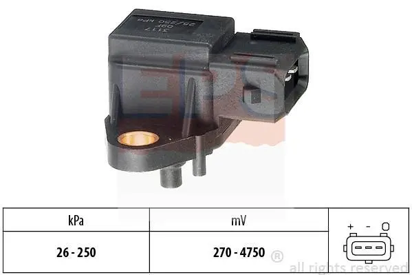 Датчик тиску в впускному колекторі Opel Omega B 2.5DTI 01-03/BMW 5 (E39) 2.0-3.0d 96- EPS 1.993.117 (фото 1)