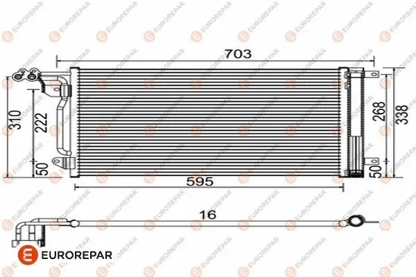 Радіатор кондиціонера A1/Polo/Fabia/Rapid 1.0-1.6/1.6D-2.0D 09- EUROREPAR 1618099680 (фото 1)