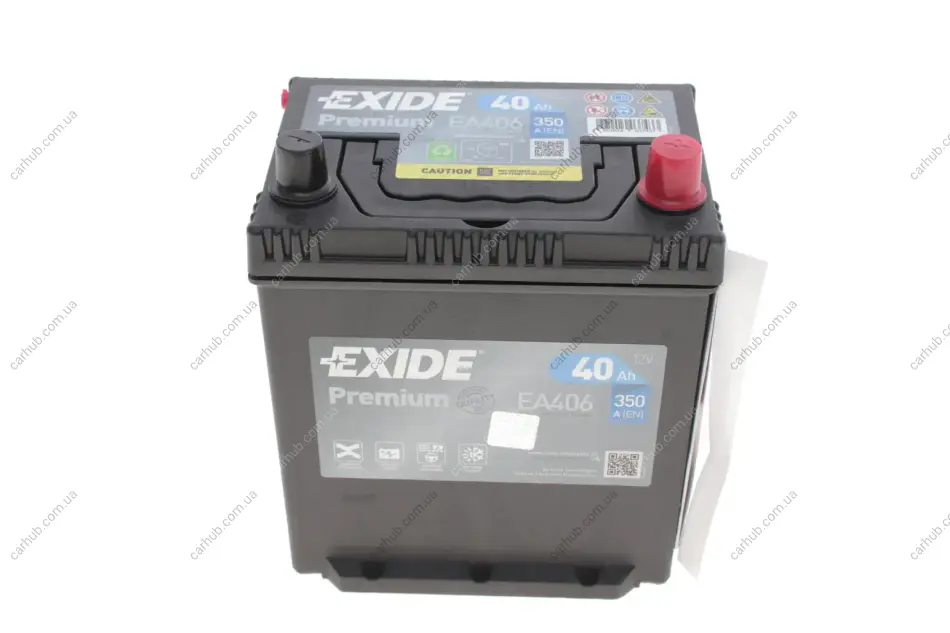 Акумуляторна батарея 40Ah/350A (187x127x220/+R/B01) Premium Азія EXIDE EA406 (фото 1)