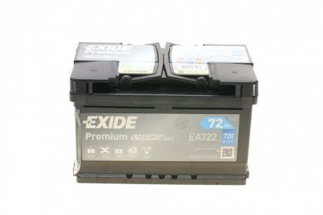 Акумуляторна батарея 72Ah/720A (278x175x175/+R/B13) Premium EXIDE EA722