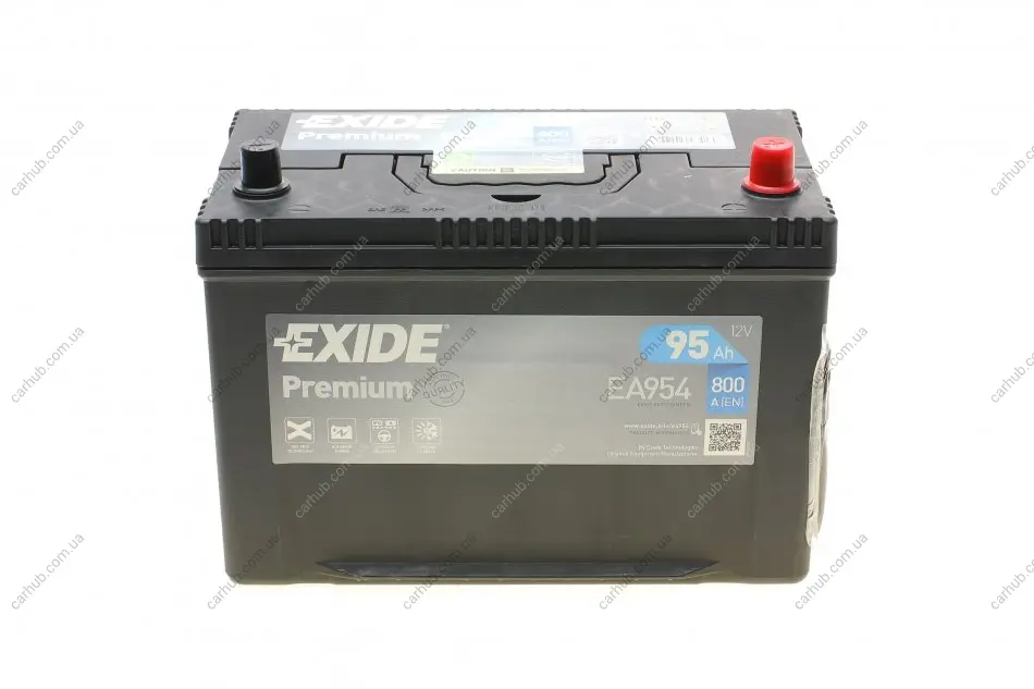 Акумуляторна батарея 95Ah/800A (306x173x222/+R/B01) Premium Азія EXIDE EA954 (фото 1)