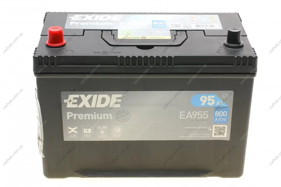 Акумуляторна батарея 95Ah/800A (306x173x222/+L/B01) Premium Азія EXIDE EA955 (фото 1)