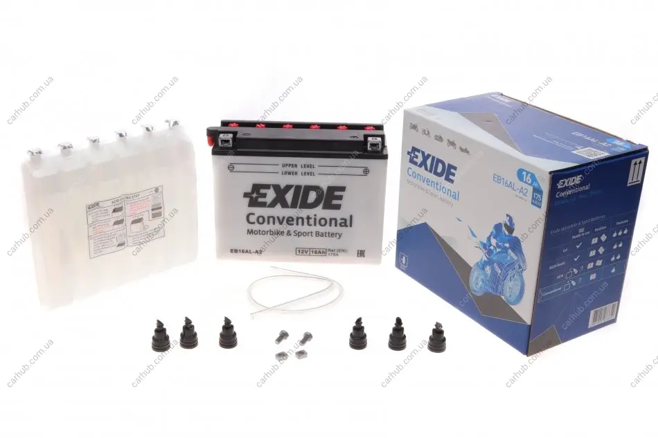 Акумуляторна батарея 16Ah/175A (162x70x205/+R/B0) (мото) (сухозаряджений) EXIDE EB16AL-A2 (фото 1)