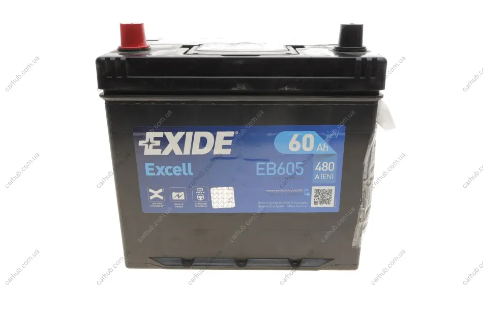 Акумуляторна батарея 60Ah/480A (230x173x222/+L/B01) Excell Азія EXIDE EB605 (фото 1)