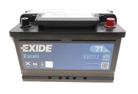 Акумуляторна батарея 71Ah/670A (278x175x175/+R/B13) Excell EXIDE EB712