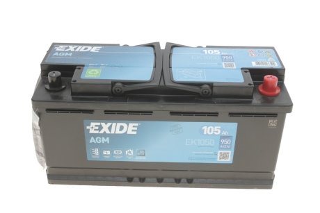 Батарея акумуляторна AGM 12В 105Аг 950А(EN) R+ EXIDE EK1050