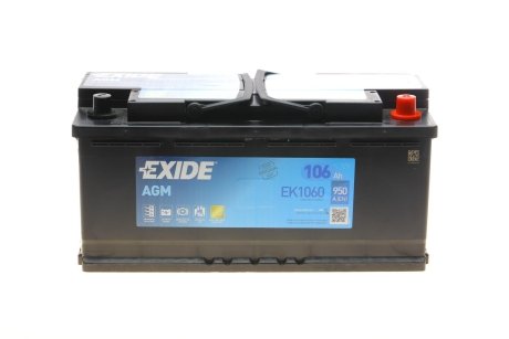 Акумуляторна батарея 106Ah/950A (393x175x190/+R/B13) (Start-Stop AGM) (аналог EK1050) EXIDE EK1060