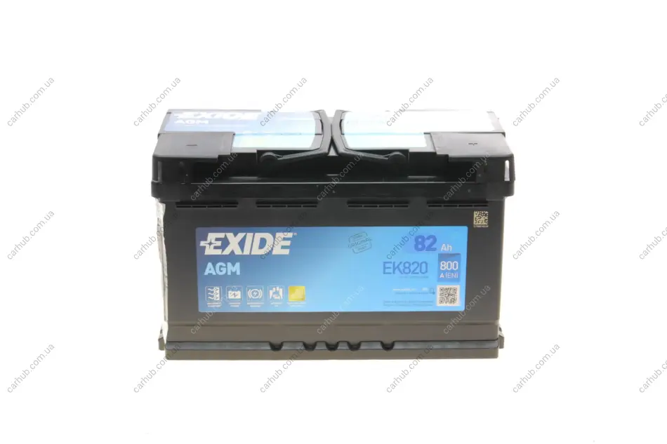 Акумуляторна батарея 82Ah/800A (315x175x190/+R/B13) (Start-Stop AGM) (аналог EK800) EXIDE EK820 (фото 1)