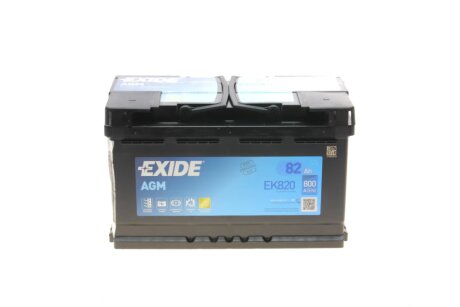 Акумуляторна батарея 82Ah/800A (315x175x190/+R/B13) (Start-Stop AGM) (аналолг EK800) EXIDE EK820