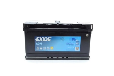 Акумуляторна батарея 96Ah/850A (353x175x190/+R/B13) (Start-Stop AGM) (аналог EK950) EXIDE EK960