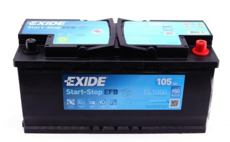 Акумуляторна батарея 105Ah/950A (392x175x190/+R/B13) (Start-Stop EFB) EXIDE EL1050