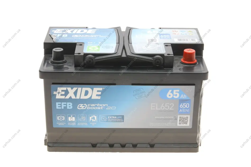 Акумуляторна батарея 65Ah/650A (278x175x175/+R/B13) (Start-Stop EFB) EXIDE EL652 (фото 1)