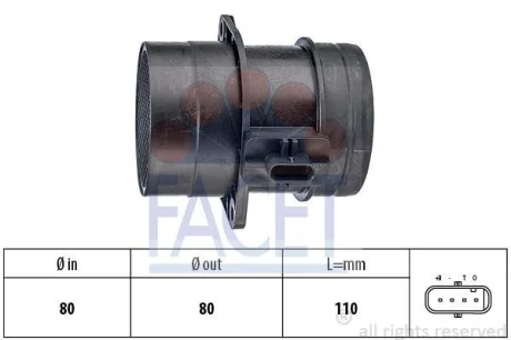 Витратомір повітря Caddy 10-/Crafter 11-/T5/T6 09- 2.0TDI FACET 10.1446