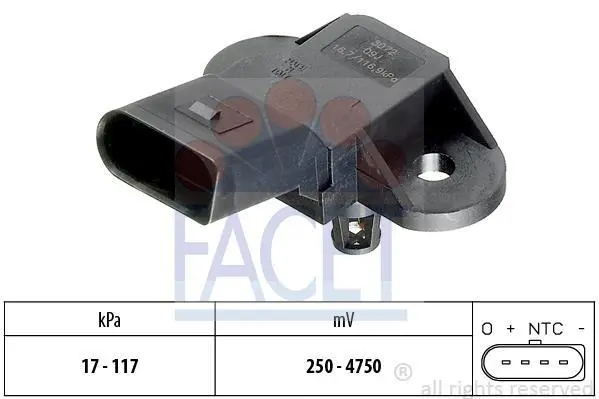 Датчик тиску наддуву (4 конт.) AUDI A3/SKODA FABIA 1.0-2.0 91- FACET 10.3072 (фото 1)