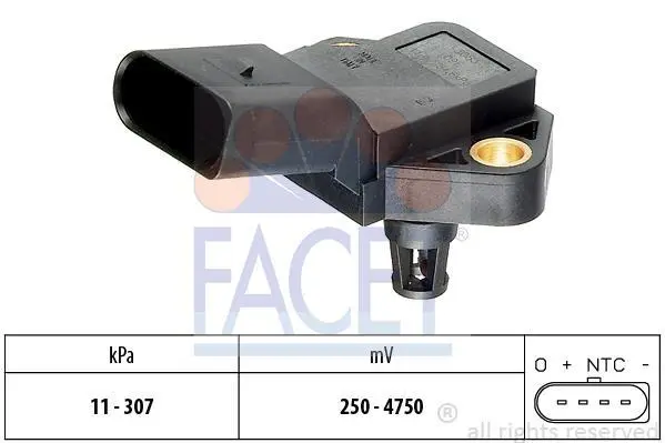 Датчик тиску наддуву Crafter 2.5TDI 06-/T5 2.0/2.5TDI 03-/Golf 1.0-2.0 00-20 FACET 10.3075 (фото 1)
