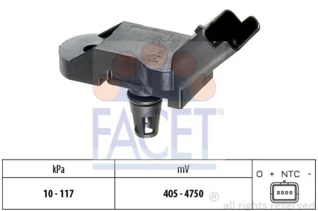 Датчик тиску наддуву (4 конт.) CITROEN BERLINGO/C4 1.1-2.0ALK 86- FACET 10.3080