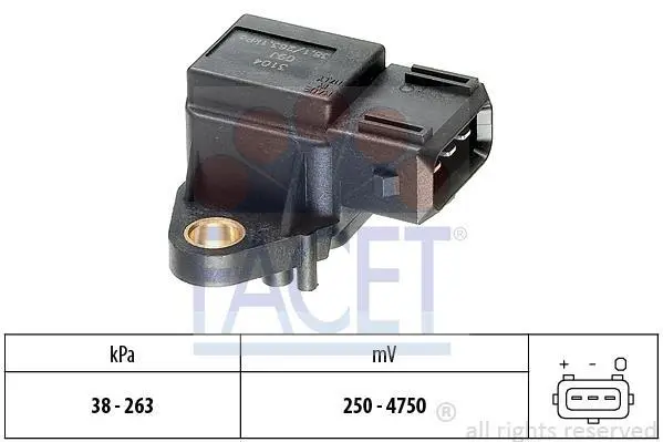 Датчик тиску наддуву (3 конт.) MB A,C,E (W168/W202/W124/W210) 1.7D-3.4D 88- FACET 10.3104 (фото 1)
