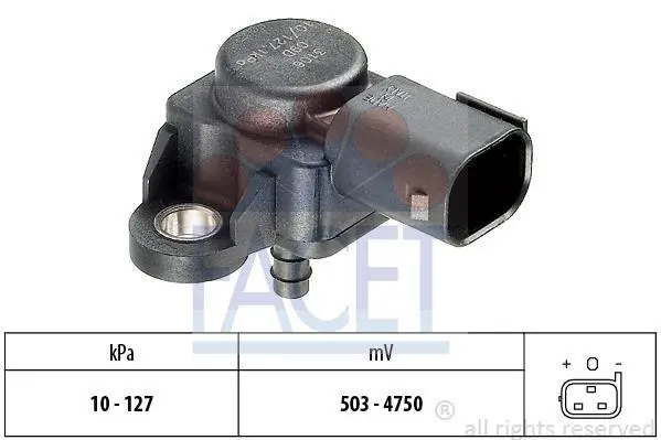 Датчик тиску наддуву (3 конт.) MB A,C (W169/W176/W245/W203 1.5-6.2 97- FACET 10.3106 (фото 1)