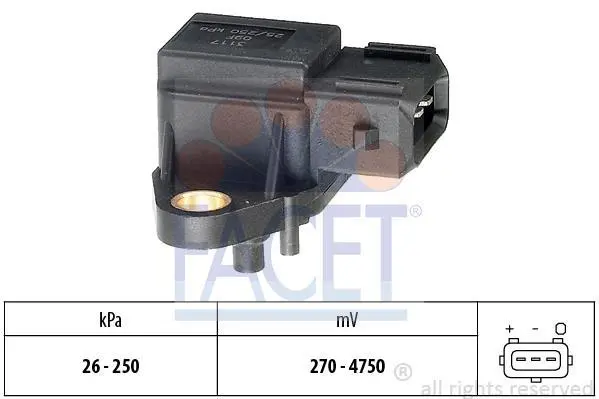 Датчик тиску наддуву BMW 3(E46)/5(E39/E60)/X5 (E53) 2.0-3.9d 98-12 (3 конт.) FACET 10.3117 (фото 1)