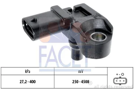 Датчик тиску наддуву (3 конт.) BMW 1(E87/F20)/3(E90/F30)/5(F10)/X3(E83) 1.5-3.0D 06- FACET 10.3210
