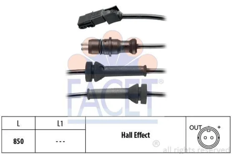 Датчик ABS Renault MEGANE II,SCENIC II,GRAND SCENIC II 02- задній Л/Пр FACET 21.0052