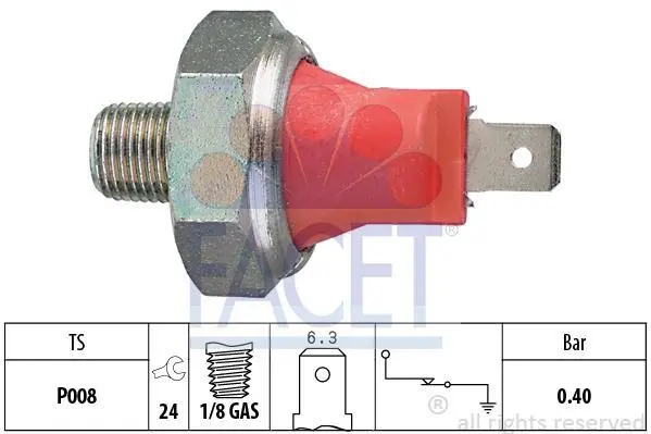 Датчик тиску оливи (0,3bar/1 конт./чорний) Kia Carens II/Lancer/Camry 1.0-3.5 82- FACET 7.0017 (фото 1)