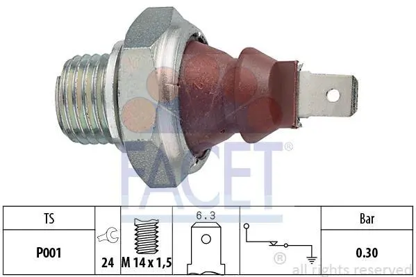 Датчик тиску оливи (0,3bar/1 конт.) Opel Kadett/Omega/Corsa 1.0-3.4i 75- FACET 7.0023 (фото 1)