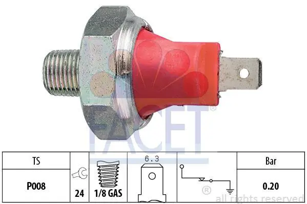 Датчик тиску оливи (0,2bar/1 конт./чорний) Aveo/Hyundai Accent 0.8-4.5 83- FACET 7.0035 (фото 1)