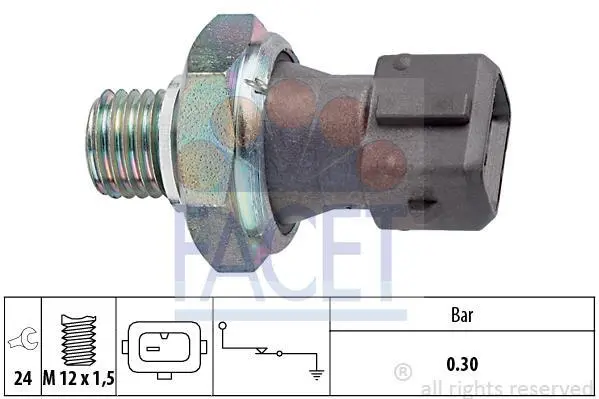 Датчик тиску оливи (0,3 bar) BMW 1/3/5/6/7/X1/X3/X6 85- (кріпл. пров. на подвійн. штекері) FACET 7.0071 (фото 1)