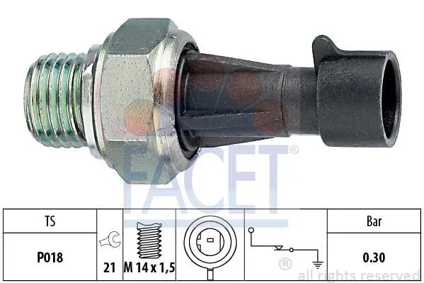 Датчик тиску оливи (0,3bar/1 конт./чорний) Doblo/Ducato/Combo/Astra 0.8-2.5 84- FACET 7.0096 (фото 1)