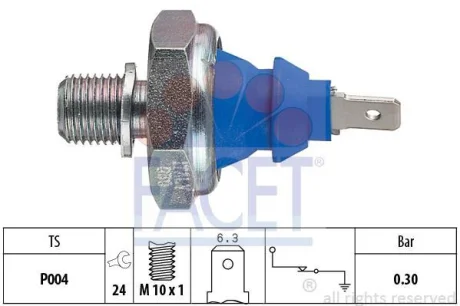 Датчик тиску оливи (0,3bar/1 конт./блакитний) VW T4/Golf II/III/LT I 1.2-2.5 TDI FACET 7.0108