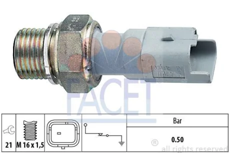 Датчик тиску оливи (0,5bar/1 конт./сірий)BERLINGO/JUMPER/DUCATO 1.4-3.0 93- FACET 7.0130