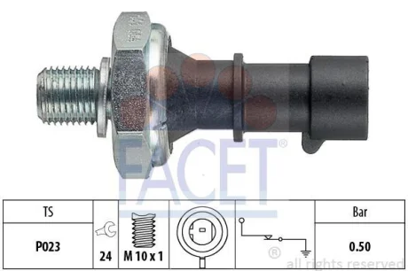 Датчик тиску оливи Opel Astra G, H, J, Combo/Chevrolet AVEO 1.0-1.8i 96- FACET 7.0141