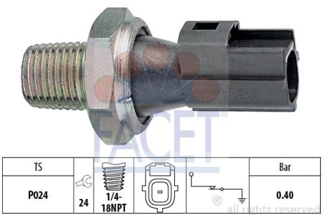 Датчик тиску оливи (0,4bar/1 конт./чорний) Ford Transit/Fiat Ducato 1.3-3.2 95- FACET 7.0145